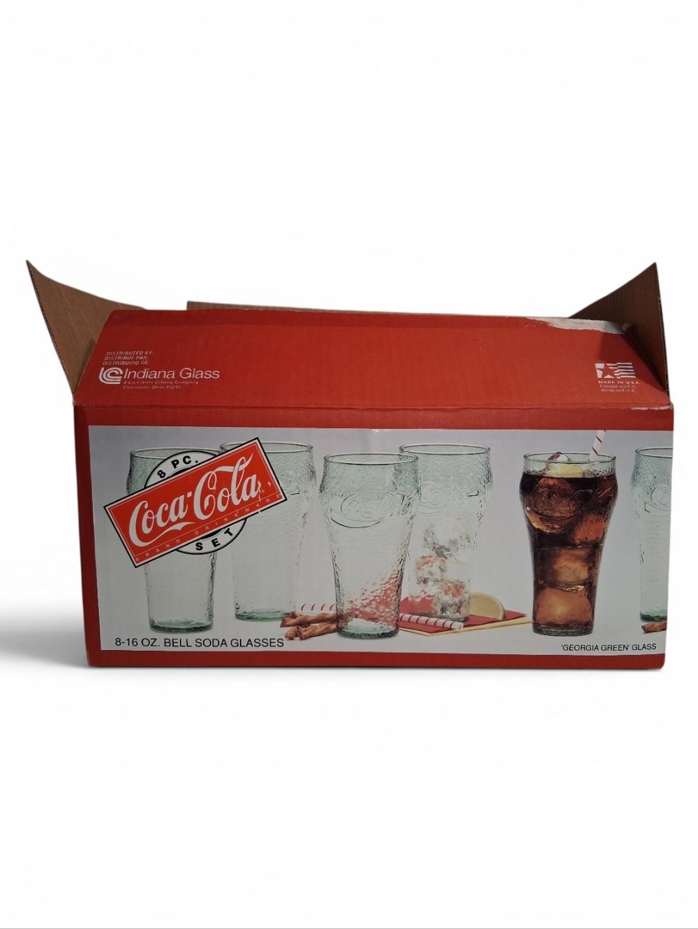 Vintage Coca-Cola | Georgia Green | Bell Soda Glass Set of 8 Retro - Picture 2 of 11